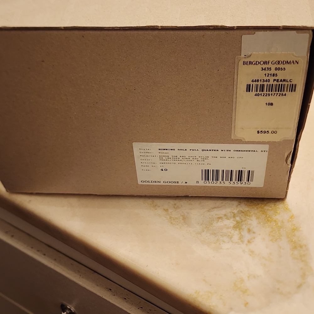 Golden Goose Cream & Blue Running Sole Sneakers - Picture 6 of 9